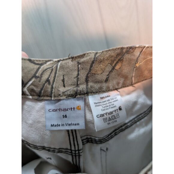 Carhartt Camouflage Pants Boys Size 14 Straight Leg Realtree Hunting Camo - Picture 7 of 9